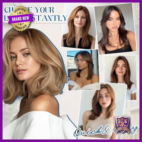 Human Hair Topper with Side Bangs, T-Part Lace Base, 11 Inch Length